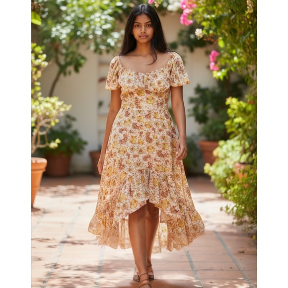 Band of the Free S ruffle high low boho midi dress - Picture 9 of 13